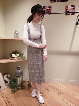 「アイテム（キャスケット）」を使った、DEICYさん（レディース・162cm）の冬コーディネート