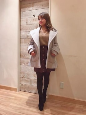 「スカラップ」｜「アイテム（その他アウター）」を使った、DEICYさん（レディース・151cm）の冬コーディネート