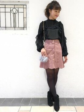 「スカラップ」｜「アイテム（ブーツ）」を使った、DEICYさん（レディース・157cm）の冬コーディネート