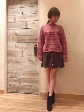 「スカラップ」｜「アイテム（ブーツ）」を使った、DEICYさん（レディース・155cm）の冬コーディネート