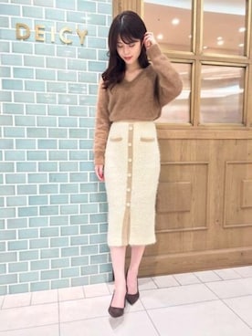 「アイテム（トップス、ブラウン系）」を使った、DEICYさん（レディース・158cm）の冬コーディネート