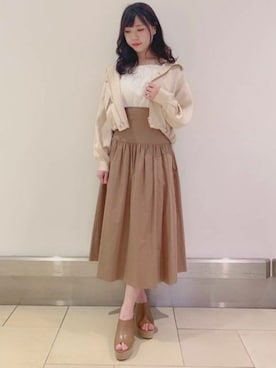 「ウェッジソール」｜「アイテム（ブルゾン）」を使った、DEICYさん（レディース・160cm）の冬コーディネート