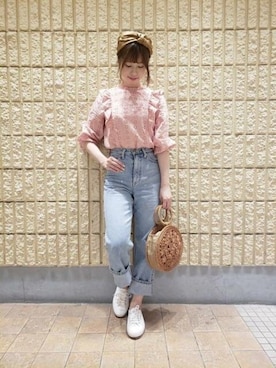 「アイテム（シャツ/ブラウス、ピンク系）」を使った、DEICYさん（レディース・156cm）の春コーディネート