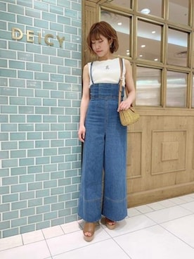 「DEICY（デイシー）のアイテム（サロペット/オーバーオール）」を使った、DEICYさん（レディース・160cm）の春コーディネート