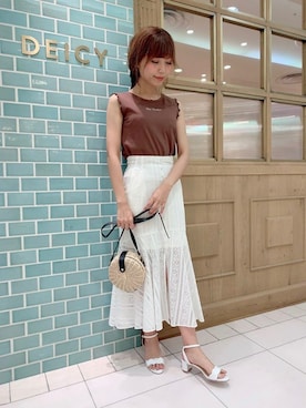 「フリルトップス」｜DEICYさん（レディース・160cm）の夏コーディネート