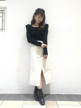 「モノクロコーデ」｜DEICYさん（レディース・156cm）の冬コーディネート