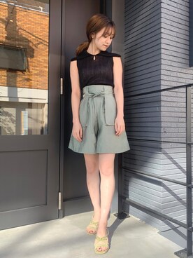 「アイテム（サンダル、グリーン系）」を使った、DEICYさん（レディース・160cm）の春コーディネート