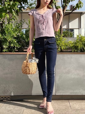 「DEICY（デイシー）のアイテム（Tシャツ/カットソー）」を使った、DEICYさん（レディース・160cm）の夏コーディネート