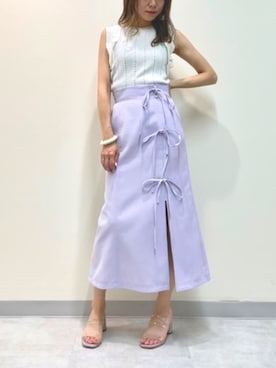「アイテム（シューズ、パープル系）」を使った、DEICYさん（レディース・160cm）の夏コーディネート