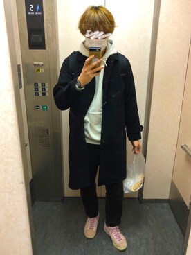 「NANO universe（ナノユニバース）のアイテム（ステンカラーコート）」を使った、KTRさん（メンズ・176cm）の冬コーディネート