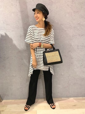 「ラフスタイル」｜「アイテム（チュニック）」を使った、yopieさん（レディース・162cm）の夏コーディネート