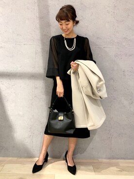 「二次会」｜「アイテム（その他アウター）」を使った、yopieさん（レディース・162cm）の冬コーディネート
