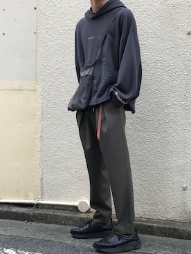 「stein（シュタイン）のアイテム（パーカー）」を使った、おれんじーな。さん（メンズ・177cm）の秋コーディネート