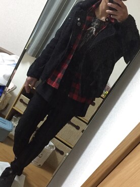 「GOODENOUGH（グッドイナフ）のアイテム（ライダースジャケット）」を使った、ま@さん（メンズ・171cm）の春コーディネート