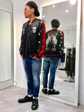 「DIESEL（ディーゼル）のアイテム（ブルゾン）」を使った、ウエンツさん（メンズ・162cm・30代）の冬コーディネート