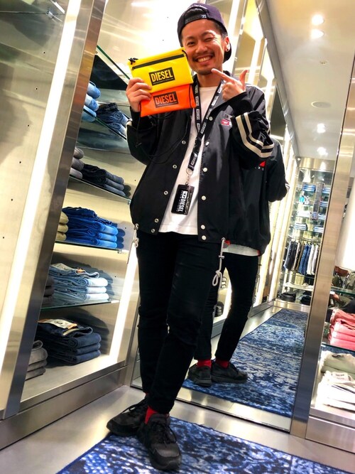 ウエンツ Diesel なんばパークス Dieselのナイロンジャケットを使ったコーディネート Wear