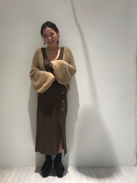 「ふわふわカーディガン」｜nakanishi_sakiさん（レディース・154cm）の秋コーディネート