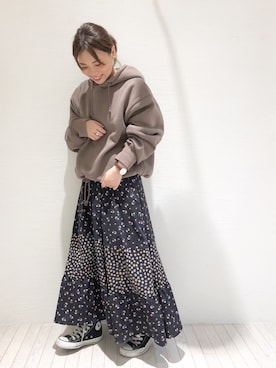 「mystic（ミスティック）のアイテム（パーカー）」を使った、nakanishi_sakiさん（レディース・154cm）の秋コーディネート