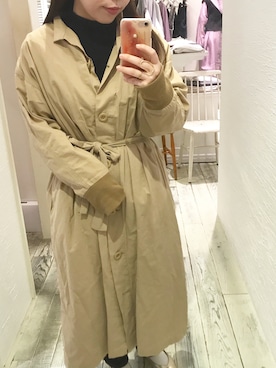 「mystic（ミスティック）のアイテム（ステンカラーコート）」を使った、nakanishi_sakiさん（レディース・154cm）の冬コーディネート
