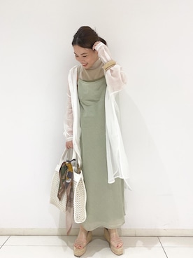 「mystic（ミスティック）のアイテム（ストール/ショール）」を使った、nakanishi_sakiさん（レディース・154cm）の春コーディネート