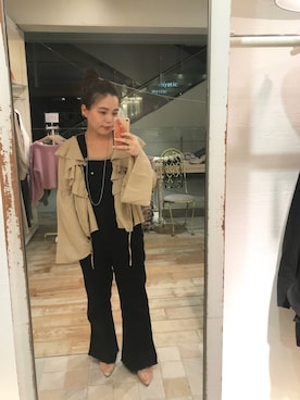 「mystic（ミスティック）のアイテム（サロペット/オーバーオール）」を使った、nakanishi_sakiさん（レディース・154cm）の秋コーディネート