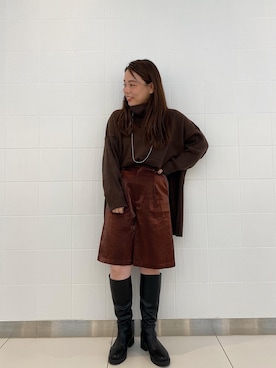 「mystic（ミスティック）のボリュームロングブーツ（ブーツ）」を使った、nakanishi_sakiさん（レディース・154cm）の秋コーディネート