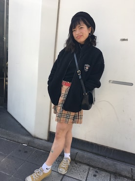 「NICE CLAUP（ナイスクラップ）のアイテム（ハンチング/ベレー帽）」を使った、うらりんさん（レディース・149cm）の冬コーディネート