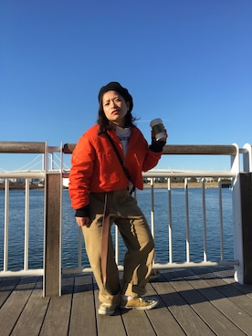 「NICE CLAUP（ナイスクラップ）のアイテム（ハンチング/ベレー帽）」を使った、うらりんさん（レディース・149cm）の冬コーディネート