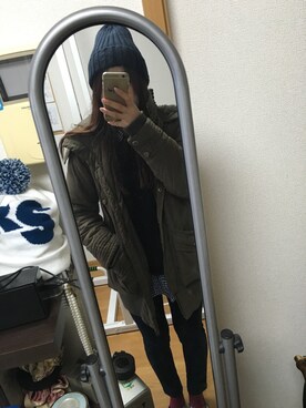 「OZOC（オゾック）のアイテム（モッズコート）」を使った、Erioさん（レディース・157cm）の冬コーディネート