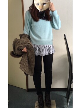 「オフィススタイル」｜「アイテム（ステンカラーコート）」を使った、Erioさん（レディース・157cm）の冬コーディネート