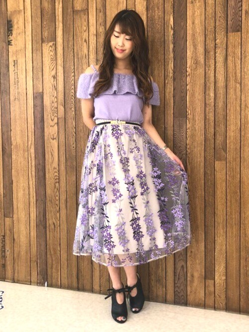 MIIA（ミーア）の「フラワー刺繍フレアスカート（スカート）」 - WEAR