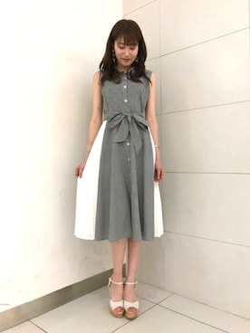 「プリーツ」｜「アイテム（シャツワンピース）」を使った、MIIAさん（レディース・163cm）の夏コーディネート