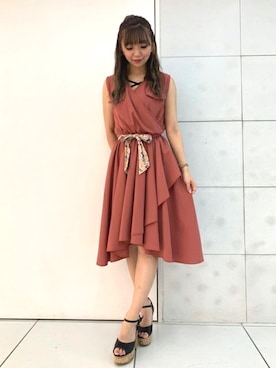 「くすみピンク」｜「アイテム（シャツワンピース）」を使った、MIIAさん（レディース・160cm）の夏コーディネート