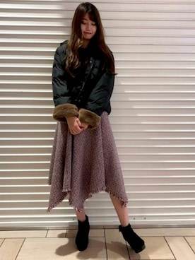 「MIIA（ミーア）のアイテム（ダウンジャケット/コート）」を使った、MIIAさん（レディース・160cm）の秋コーディネート