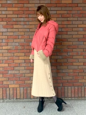 「抜き襟」｜「アイテム（ジャケット/アウター）」を使った、MIIAさん（レディース・160cm）の秋コーディネート
