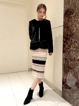 パフスリーブニットタイトワンピースを使った人気ファッションコーディネート Wear