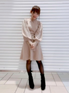 「オフィス」｜「アイテム（ワンピース/ドレス）」を使った、MIIAさん（レディース・160cm）の冬コーディネート
