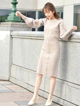 「オフィス」｜「アイテム（ワンピース/ドレス）」を使った、MIIAさん（レディース・160cm）の冬コーディネート