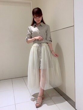 「ふんわり」｜「アイテム（シャツワンピース）」を使った、MIIAさん（レディース・160cm）の夏コーディネート