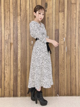 「アニマル」｜「アイテム（ワンピース/ドレス）」を使った、MIIAさん（レディース・160cm）の秋コーディネート