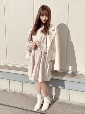 「ミニワンピ」｜MIIAさん（レディース・148cm）の春コーディネート