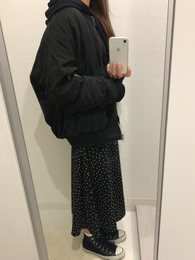 「GRL（グレイル）のアイテム（MA-1）」を使った、minaさん（レディース・153cm）の冬コーディネート