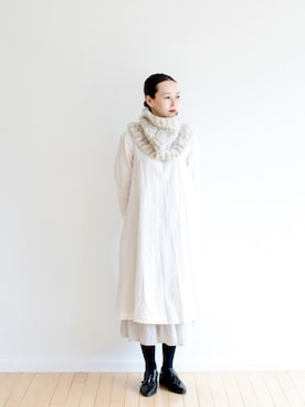 「アイテム（ストール/ショール）」を使った、FRANCESCA AMAM LABELさん（レディース・163cm）の秋コーディネート