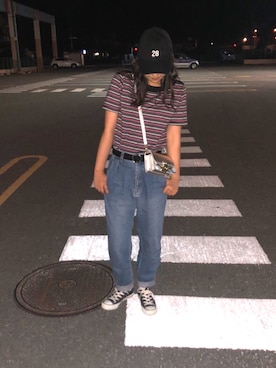 「GU（ジーユー）のアイテム（ショルダーバッグ、シルバー系）」を使った、ちゃきさん（レディース・154cm）の夏コーディネート