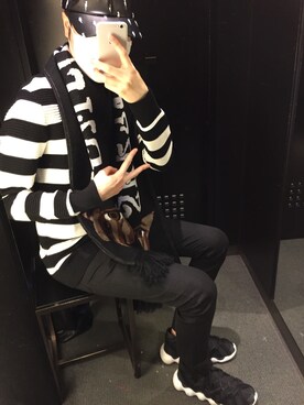「NEIL BARRETT（ニールバレット）のアイテム（キャップ）」を使った、NAOKIさん（メンズ・175cm）の秋コーディネート