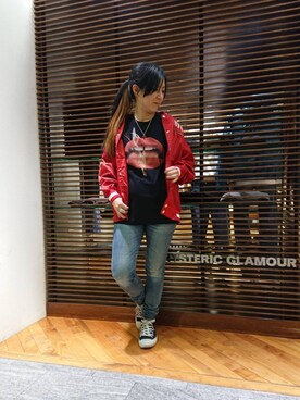 「コラボレーション」｜「アイテム（スタジャン）」を使った、Rayさん（レディース・160cm）の冬コーディネート