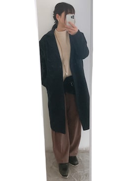 「niko and...（ニコアンド）のアイテム（チェスターコート）」を使った、みかさん（レディース・156cm）の冬コーディネート