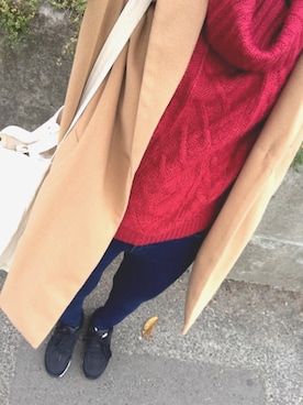 「FUN（ファン）のアイテム（チェスターコート）」を使った、真琳さん（レディース・157cm）の秋コーディネート