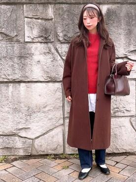 「JOURNAL STANDARD relume（ジャーナルスタンダード　レリューム）のアイテム（ステンカラーコート）」を使った、mi-さん（レディース・162cm）の冬コーディネート