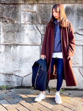 「JOURNAL STANDARD relume（ジャーナルスタンダード　レリューム）のアイテム（ステンカラーコート）」を使った、mi-さん（レディース・162cm）の冬コーディネート